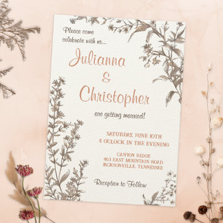 Rustic Boho Wildblommor Bröllop Inbjudningar