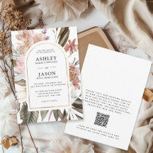 Rustic Boho Wildblommor Bröllop med QR-kod