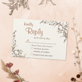 Rustic Boho Wildblommor Bröllop OSA Card Kort