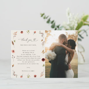 Rustic Boho Wildblommor Fall 2 Photo Bröllop Tack Kort
