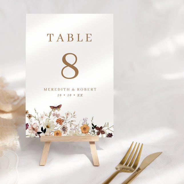 Rustic Boho Wildblommor Fall Wedding Bordsnummer (Skapare uppladdad)