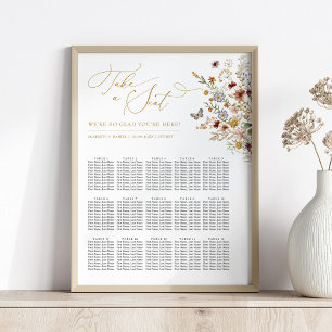 Rustic Boho Wildblomsbröllopsdiagram Poster