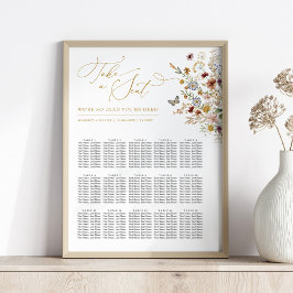 Rustic Boho Wildblomsbröllopsdiagram Poster
