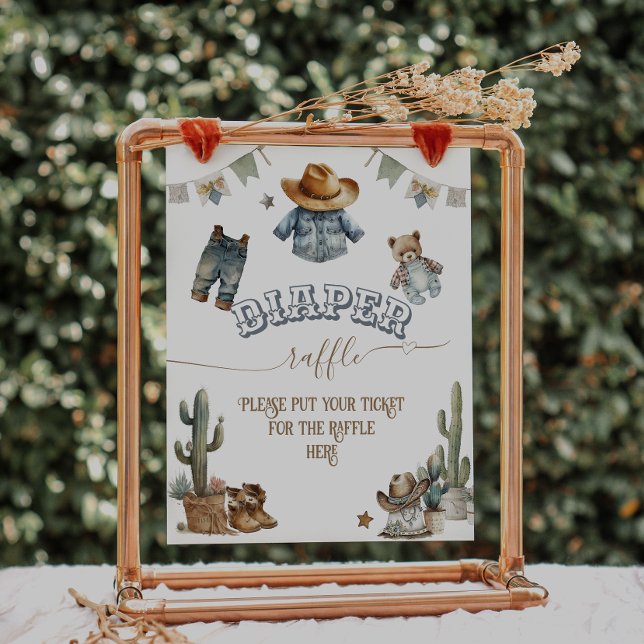 Rustic Boho WildWest Boy Shower Diaper Raffle Poster (Skapare uppladdad)