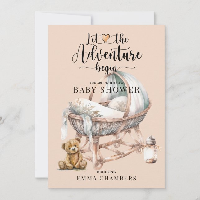 Rustic Boho Wood Crib Baby Shower-inbjudan Inbjudningar (Framsida)