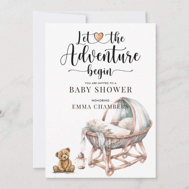 Rustic Boho Wood Crib Boy Shower-inbjudan Inbjudningar (Framsida)