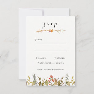 Rustic Boho Woodland Animals Watercolor Bröllop OSA Kort