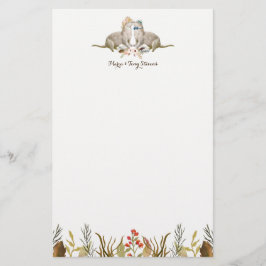 Rustic Boho Woodland Otter Watercolor Bröllop Brevpapper