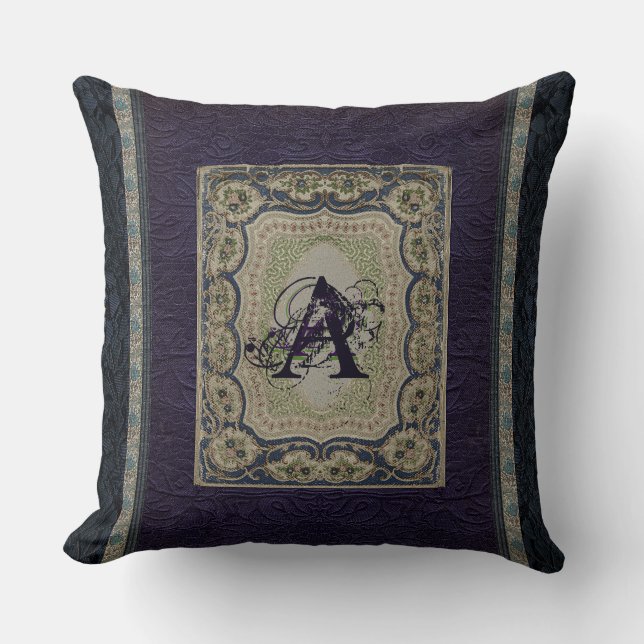 Rustic Bok Cover Cushion Victorian Monogrammed Kudde (Framsida)