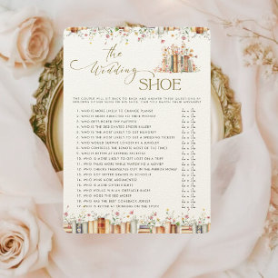 Rustic Bok Theme Blommigt Bröllop Shoe Game Card