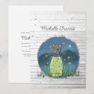 Rustic Bokeh Mouse Firefly Mason Burk Shower Inbjudningar