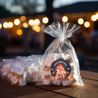 Rustic Bonfire och Marshmallow Party Stickers Runt Klistermärke