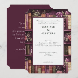 Rustic Book Lovers Print Wedding Invitation Inbjudningar