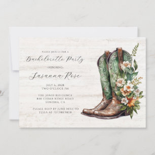 Rustic Boots Bachelorette Party Inbjudningar