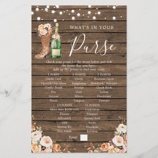 Rustic Boots & Bubly Möhippa Purse Game (Framsida)