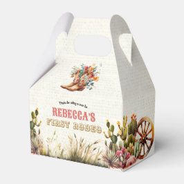 Rustic Boots Cowgirl 1st Rodeo Birthday Favor Box Presentaskar