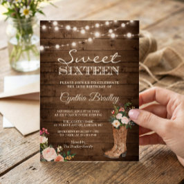 Rustic Boots Cowgirl Sweet sixteen 16 Inbjudan