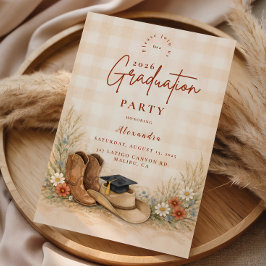 Rustic Boots Graduation Party Inbjudningar