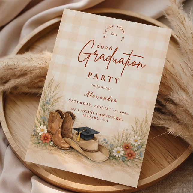Rustic Boots Graduation Party Inbjudningar (Skapare uppladdad)