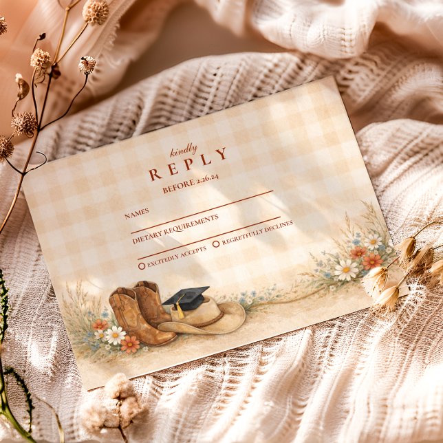 Rustic Boots Graduation Party OSA Kort (Skapare uppladdad)