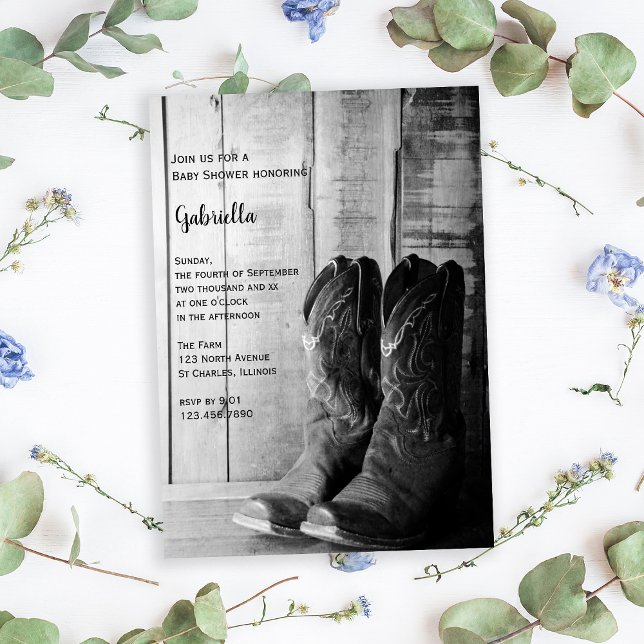 Rustic Boots Land Westerna babyskor Inbjudningar (Skapare uppladdad)