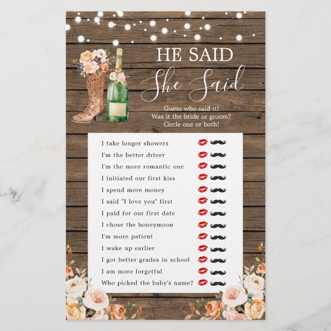 Rustic Boots och Bubly sa att hon sa spel (Framsida)