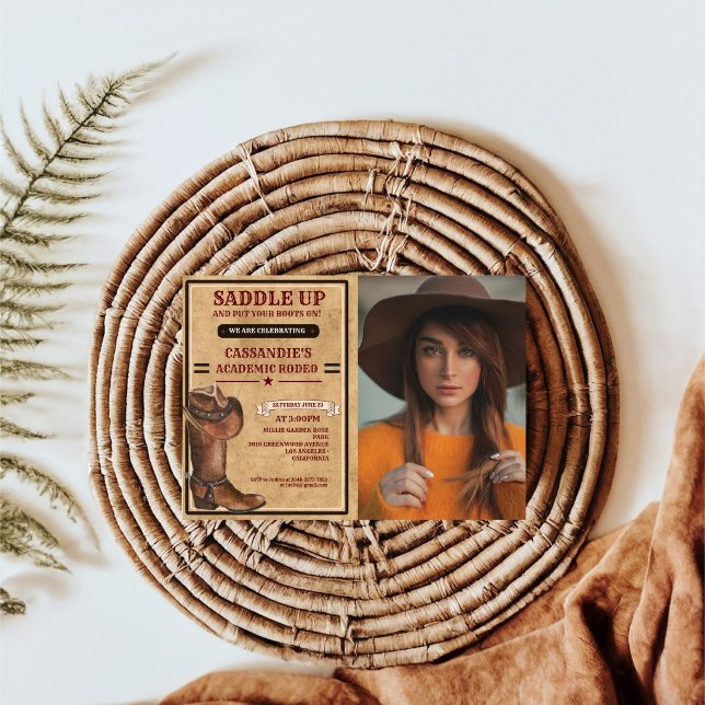 Rustic Boots Westerna Cowboy Studenten Inbjudningar (Skapare uppladdad)