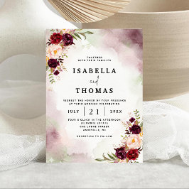 Rustic Bordeaux Blush Floral Wedding Invitation Inbjudningar