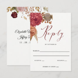 Rustic Botanical Autumn Fall Wedding OSA Kort