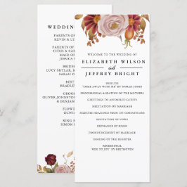 Rustic Botanical Autumn Fall Wedding Program