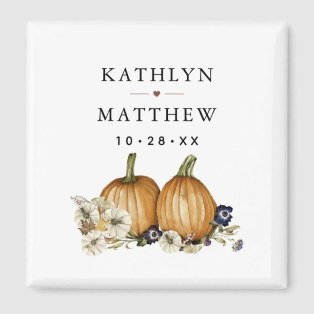 Rustic Botanical Autumn Pumpkin Fall Wedding Magnet (Skapare uppladdad)