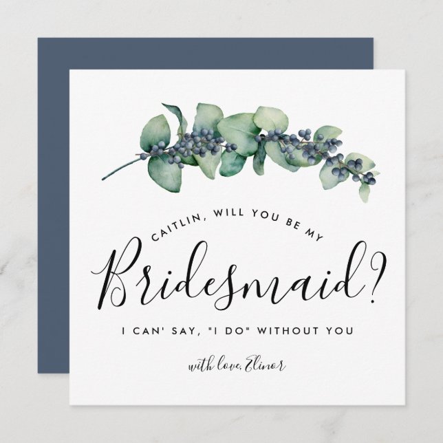 Rustic Botanical, blir du mitt Bridesmaid-kort Inbjudningar (Fram/baksida)