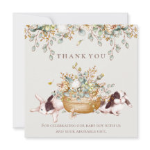 Rustic Botanical Bunny Baby Shower Tack för ditt k