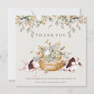 Rustic Botanical Bunny Baby Shower Tack för ditt k