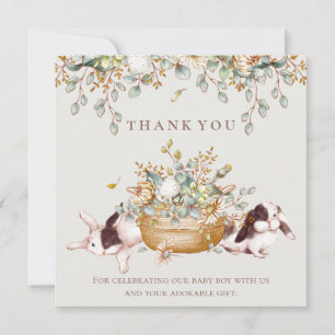 Rustic Botanical Bunny Baby Shower Tack för ditt k Kort