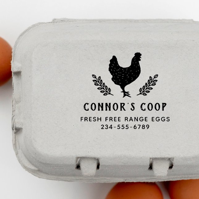 Rustic Botanical Chicken Farm Egg Stämpel (Rubber Stamp Mock-up)