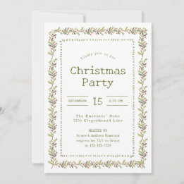 Rustic Botanical Christmas Party Inbjudningar