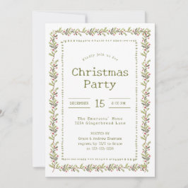 Rustic Botanical Christmas Party Inbjudningar
