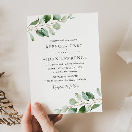 Rustic Botanical Eucalyptus Greenery Bröllop Inbjudningar