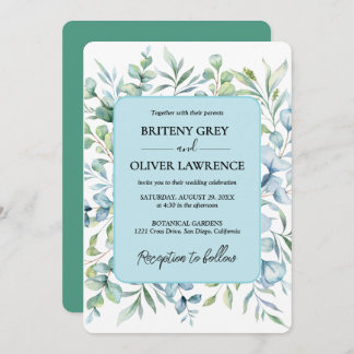 Rustic Botanical Eucalyptus Greenery Bröllop Inbjudningar