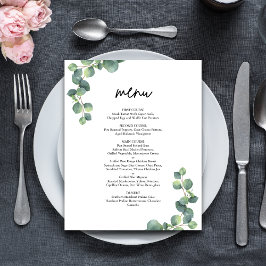 Rustic Botanical Eucalyptus Greenery Bröllop Menu
