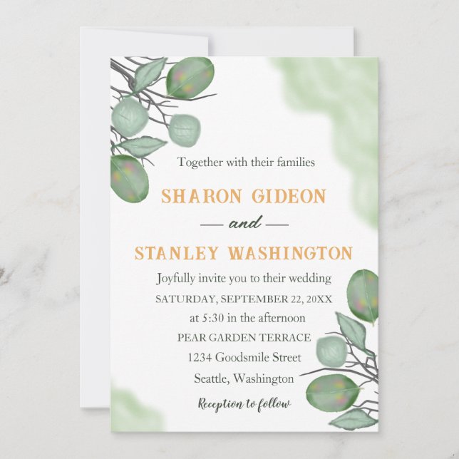 Rustic Botanical Eucalyptus Greenery Inbjudningar (Framsida)