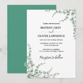 Rustic Botanical Eucalyptus Greenery Wedding Inbjudningar