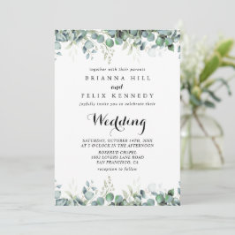 Rustic Botanical Eucalyptus Greenery Wedding Inbjudningar