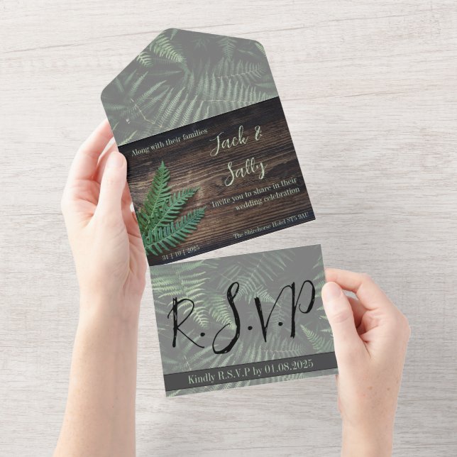 Rustic Botanical Fern Bröllop (Tearaway)