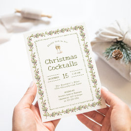 Rustic Botanical Green Christmas Party Invitation Inbjudningar