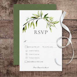 Rustic Botanical Greenery Bough Bröllop Middag OSA Kort