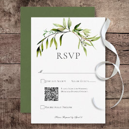Rustic Botanical Greenery Bough Bröllop QR-kod OSA Kort