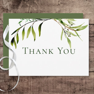 Rustic Botanical Greenery Bough Bröllop Tack Kort