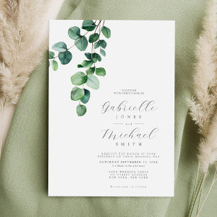 Rustic Botanical Greenery Bröllop Inbjudningar